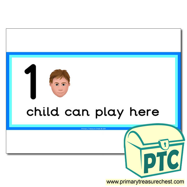 Creative Area Sign - Images of Faces - 1 child can play here - Classroom Organisation Poster