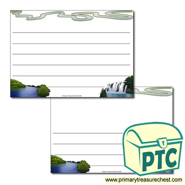 River Themed Landscape Page Border/Writing Frame (wide lines)
