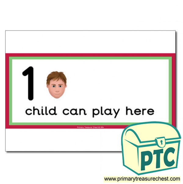 Role Play Area Sign - Images of Faces - 1 child can play here - Classroom Organisation Poster