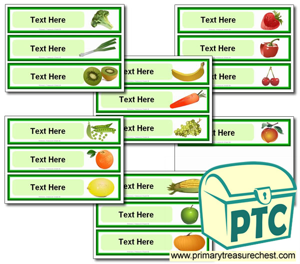 Various Fruit and Vegetable Themed Pupil Drawer Labels (Large)