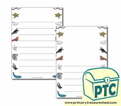 Animal Migration Themed Page Border/Writing Frame (wide lines)