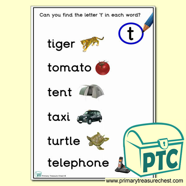 Find the Letter 't' Activity Sheet
