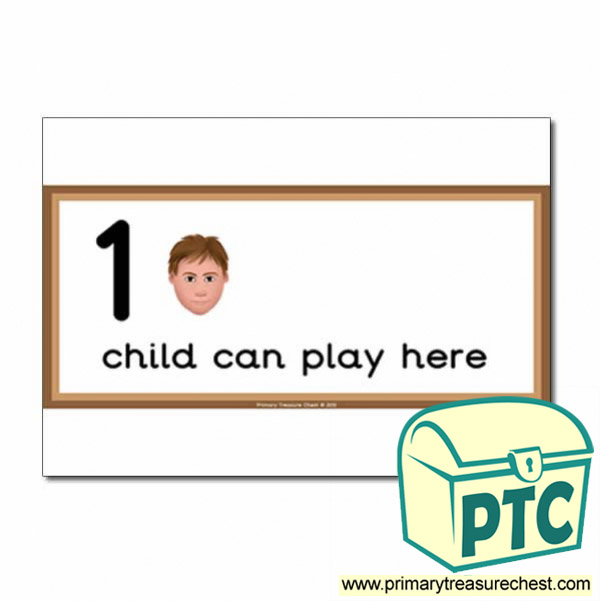 Junk Modelling  Area Sign - Images of Faces - 1 child can play here - Classroom Organisation Poster