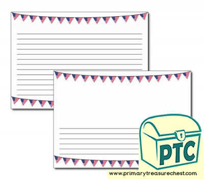 American Flag Bunting Landscape Page Border/Writing Frame (narrow lines)