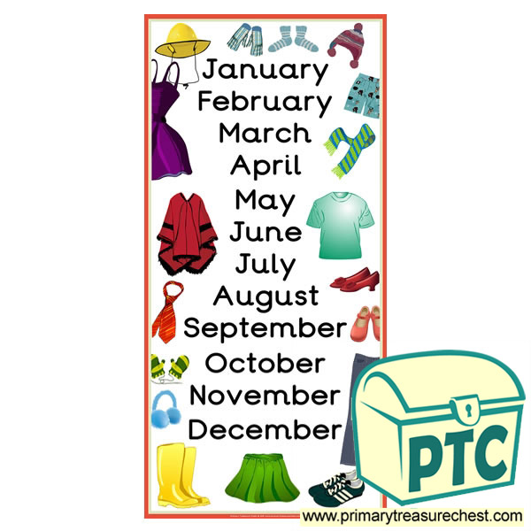 Clothes Themed Months of the Year Poster