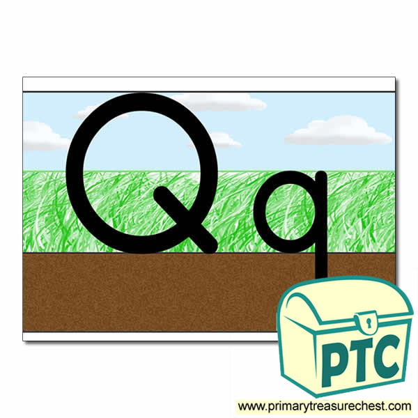 Letter 'Qq' Ground-Grass-Sky Letter Formation Sheet