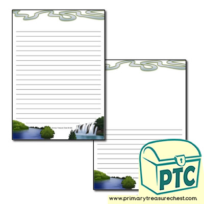 River Themed Page Border/Writing Frame (narrow lines)