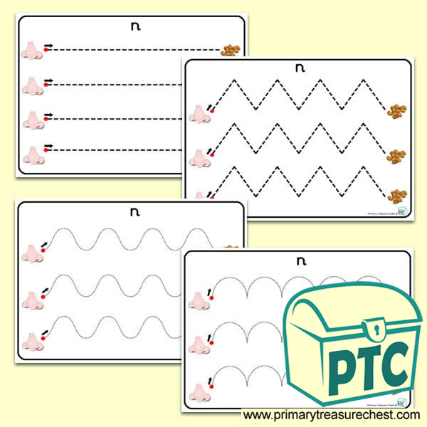 'Nn' Themed Pre-Writing Patterns Activity Sheets