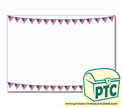 American Flag Bunting Landscape Page Border/Writing Frame (no lines)