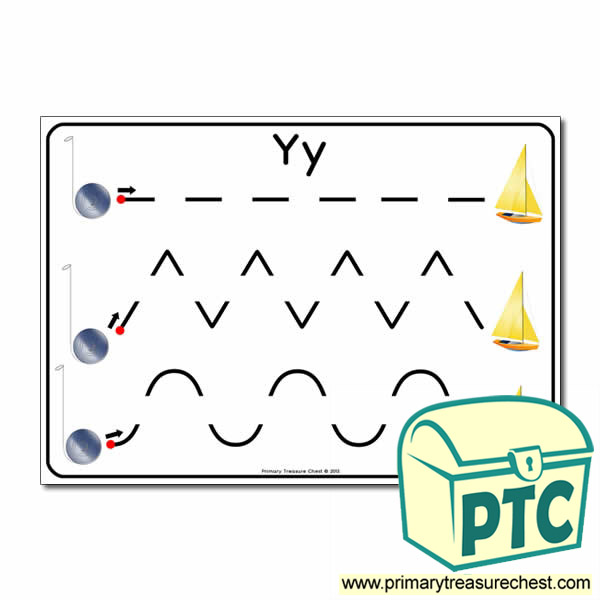 'Yy' Themed Pre-Writing Patterns Activity Sheet