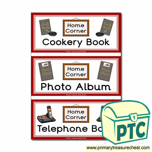Home Corner Role Play Book Covers / Labels