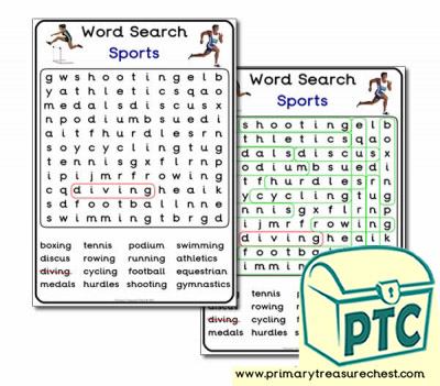 Sports and Medals Word Search Worksheet