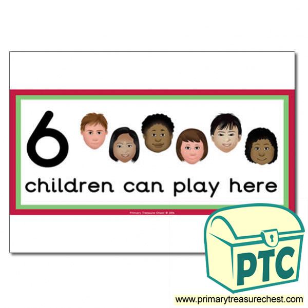 Role Play Area Sign - Images of Faces - 6 children can play here - Classroom Organisation Poster