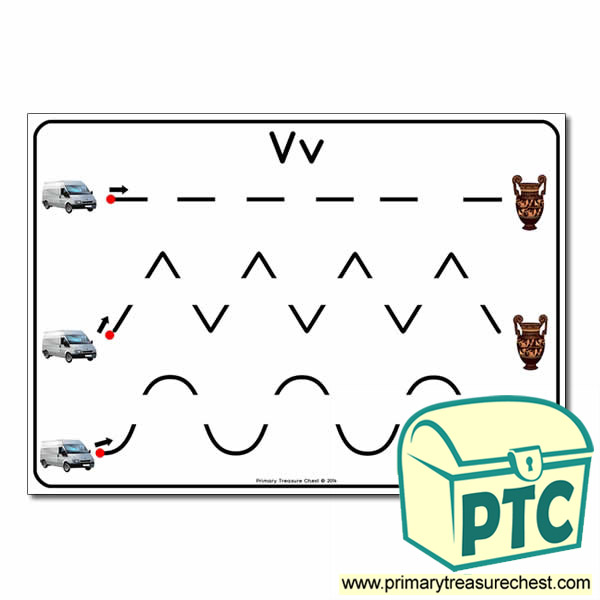 'Vv' Themed Pre-Writing Patterns Activity Sheet