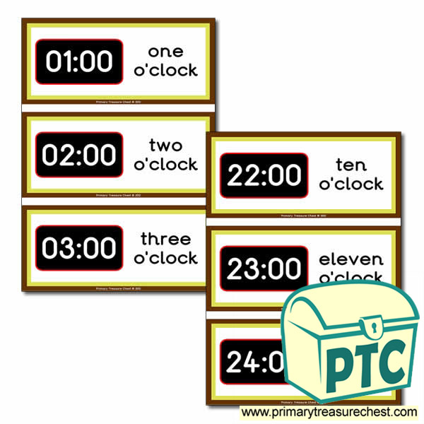 24hr Clock Time Themed Flashcards