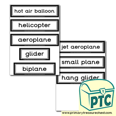 Air Transport Themed Display Words