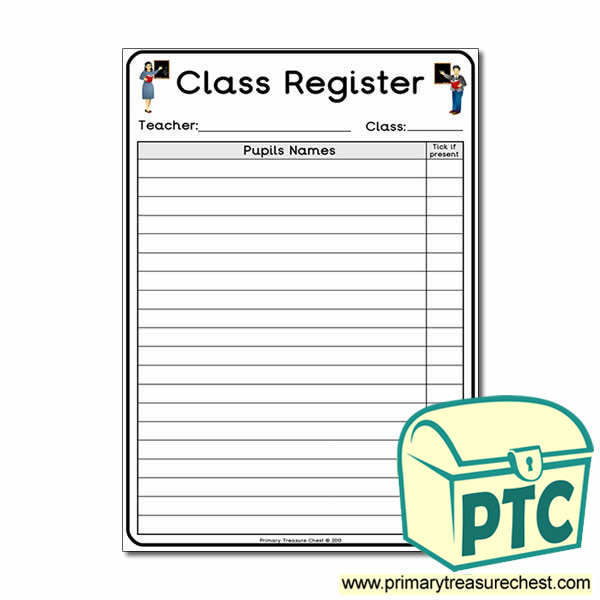 School Role Play Classroom Register Worksheet
