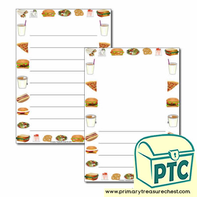 Fast Food Takeaway Themed Page Border/Writing Frame (wide lines)