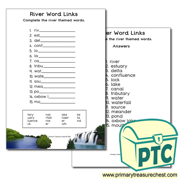 River Themed Word Link Worksheet