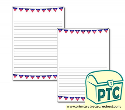 Juneteenth Bunting Themed Page Border/Writing Frame (narrow lines)