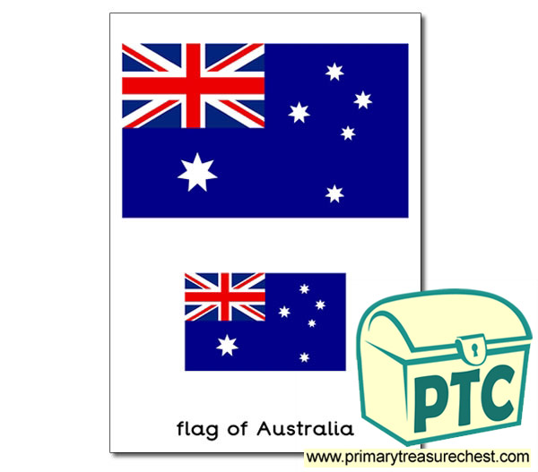 One large and one small Australian flag on an A4 sheet.  