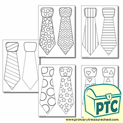 Tie Themed Colouring Sheets