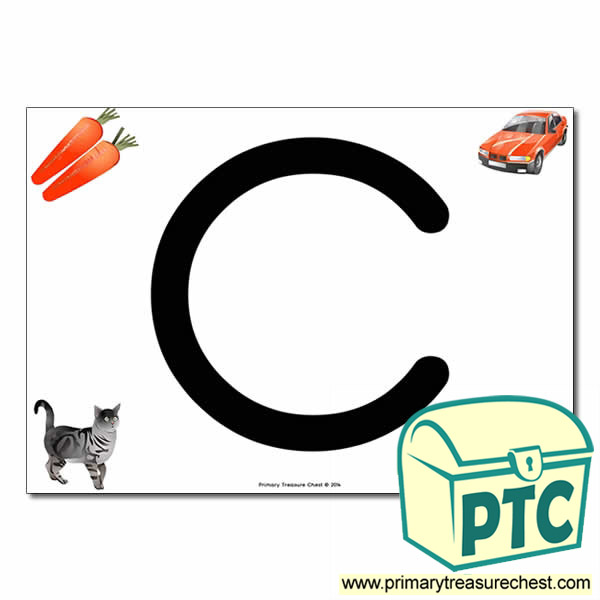 'C' Uppercase Letter A4 poster with high quality realistic images