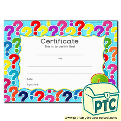 Question Mark Themed Certificate