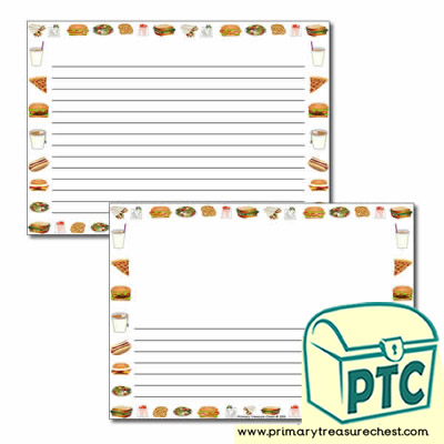 Fast Food Takeaway Themed Landscape Page Border/Writing Frame (narrow lines)