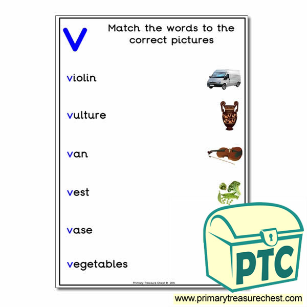 Match the 'v' Themed Words to the Pictures