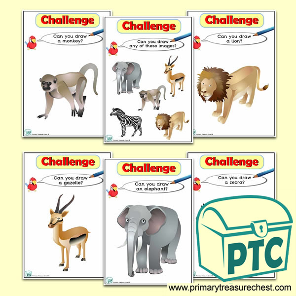 African Animals  Themed ICT Challenge Cards