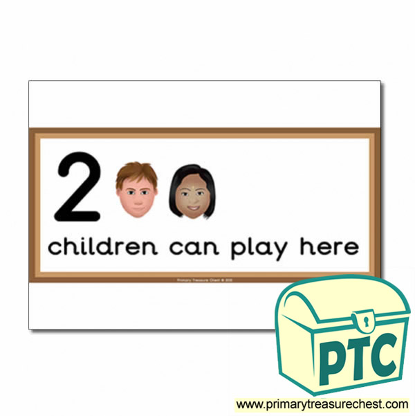 Junk Modelling Area Sign - Images of Faces - 2 children can play here - Classroom Organisation Poster