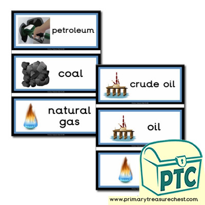 Fossil Fuels Themed Flashcards
