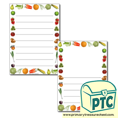Harvest fruit & vegetables Page Border/Writing Frame (wide lines)