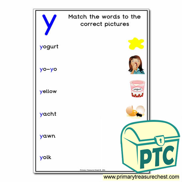 Match the 'y' Themed Words to the Pictures