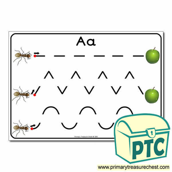 'Aa' Themed Pre-Writing Patterns Activity Sheet