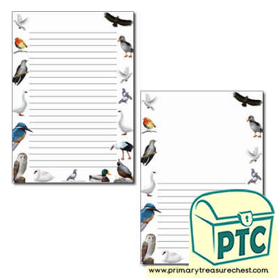 Birds Found in Britain Themed Page Border/Writing Frame (narrow lines)