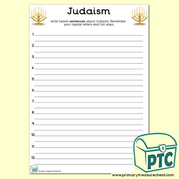Judaism Themed Sentence Writng Activity