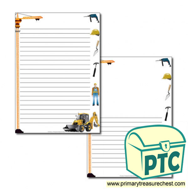 Construction Site Themed Page Border/Writing Frame (narrow lines)