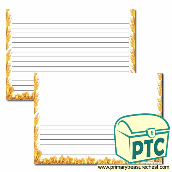 Fire Themed Landscape Page Border/Writing Frame (narrow lines)