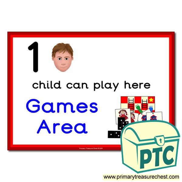 Games Area Sign - 'How Many Children Can Play Here' Classroom Organisation Posters