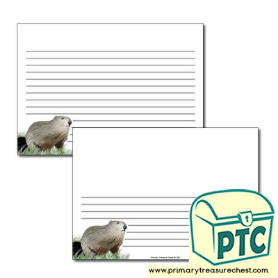 Groundhog Day Themed  Landscape Page Border/Writing Frame (narrow lines)