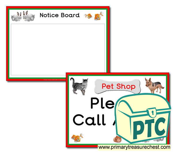 Pet Shop Role Play - Notice Board & Call Again Signs