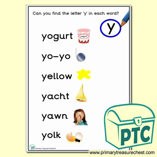 Find the Letter 'y' Activity Sheet