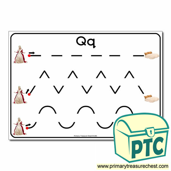 'Qq' Themed Pre-Writing Patterns Activity Sheet