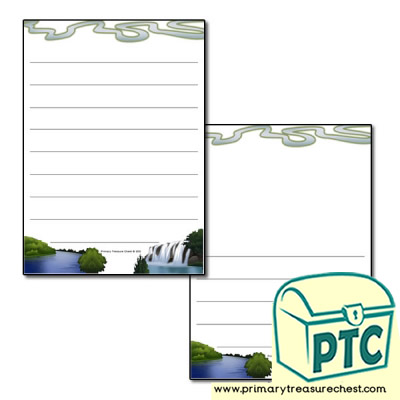 River Themed Page Border/Writing Frame (wide lines)