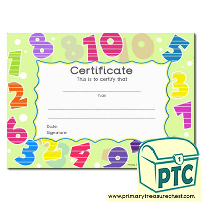 Number Themed Certificate
