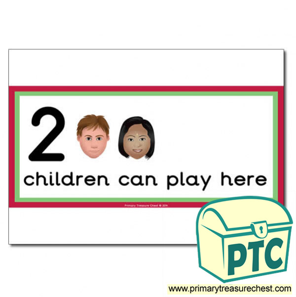 Role Play Area Sign - Images of Faces - 2 children can play here - Classroom Organisation Poster