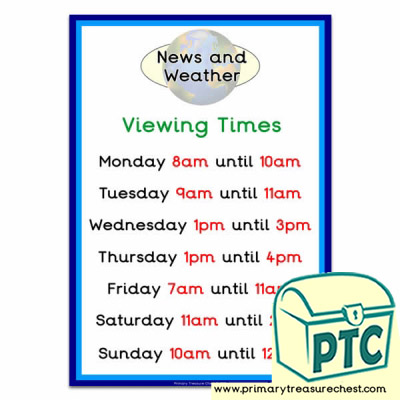 Viewing Times (O'clock) for Your News Desk and Weather Forecasting Role Play 