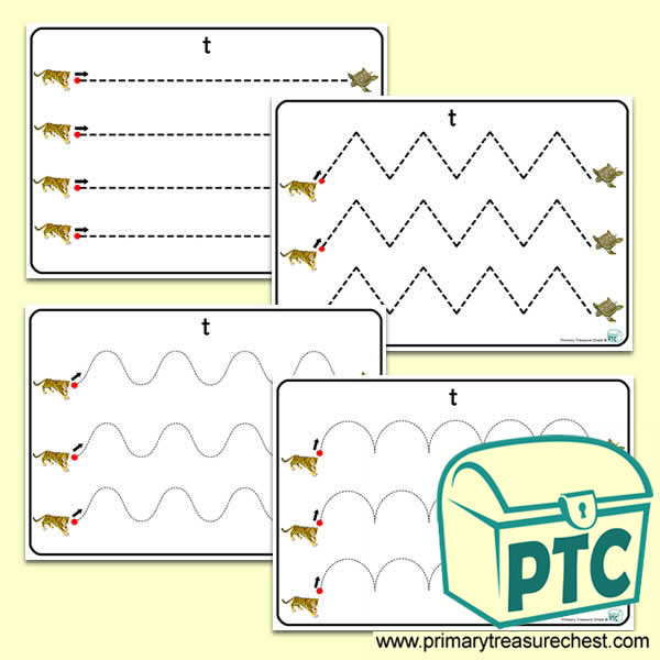 'Tt' Themed Pre-Writing Patterns Activity Sheets